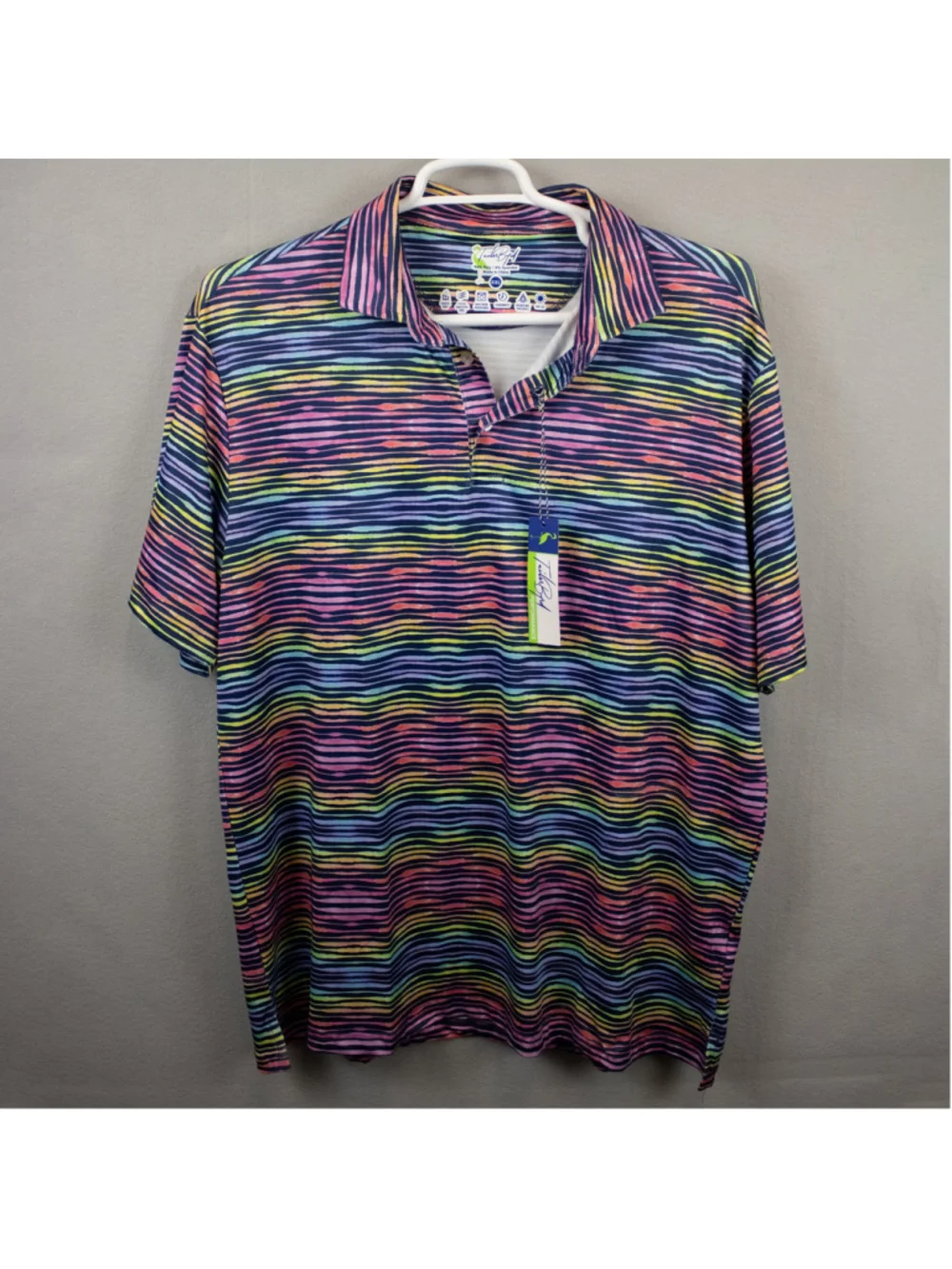 TailorByrd multicolor stripe performance golf polo shirt NWT-XXL